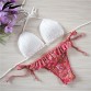 2016 New Arrival Crochet Bikini Sets Women Pure Handmade Top Sexy Halter Swimwear Floral Print Biquini Low Waist Swimsuit