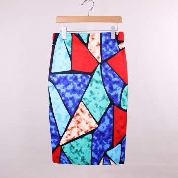 2016 new arrival novelty Color patchwork women pencil skirts The western fashion design vogue ladies slim bottoms wholesale