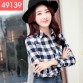 2016 spring new long sleeved plaid shirt bottoming casual shirt female college style casual  womans plus size blouses shirts