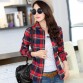 2016 spring new long sleeved plaid shirt bottoming casual shirt female college style casual  womans plus size blouses shirts32577053516