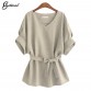 2017 Summer 5XL Plus Size Women Shirts Linen Tunic Shirt V Neck Big Bow Batwing Tie Loose Ladies Blouse Female Top For Tops32633987490