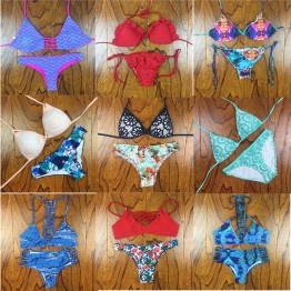2017 Swimwear Women's Sexy Mesh Bikinis Set Hollow Out Bandage Swimsuit Strappy Swimwear Sexy Bathing Suit Brazilian Bikini
