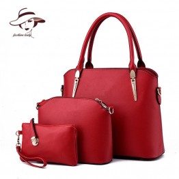 2017 Women Handbags Leather Handbag Women Messenger Bags Ladies Brand Designs Bag Famous Bags Handbag+Purse+Messenger Bag 3 Sets