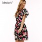 2017 fashion new Spring summer plus size women clothing floral print pattern casual dresses vestidos WC047232459589666