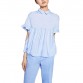 2017 women Elegant Butterfly sleeve loose blue short sleeve blouse little fresh cool summer tops blouses DDUP15