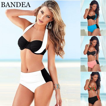 BANDEA High Waist bikini  Plus Size Swimwear Sexy Women Swimsuit  Retro Halter  Push Up Bikini Set maillot de bain