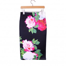 Charming flower print ladies pencil skirts 2016 summer fashion design women casual faldas vogue girl slim bottoms free shipping