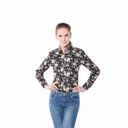 Clearance! Women Blouses Turn Down Collar Floral Blouse Long Sleeve Shirt Women Camisas Femininas Women Tops And Blouses Fashion