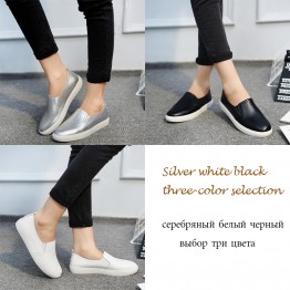 EOFK Spring High Quality Women Leather Loafers Casual Flats Shoes Woman Slip On Female Shoes Moccasins slipony zapatos mujer