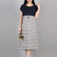 F&JE Plus Size Clothing New 2017 Spring And Summer Fashion Patchwork Striped Comfortable Cotton Linen Women Casual Dresses J135