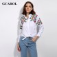 GCAROL 2017 Women Embroidry Floral Blouse Turn-Dowm Collar White Floral Shirt Oversize OL Fashion High Quality Tops FOr 4 Season