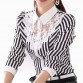 HZCX Long Sleeve Lace Tops Striped Blouse Women Spring Autumn Turn-Down Collar OL Blouses Official Female shirt Formal Blouse32709936066