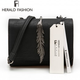 Herald Fashion Leaves Decorated Mini Flap Bag Suede PU Leather Small Women Shoulder Bag Chain Messenger Bag Autumn New Arrival