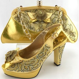 Italian Shoes with Matching Bags Italian Yellow High Heels Shoes Matching Shoes and Bags for African Partys Shoe and Bag Set