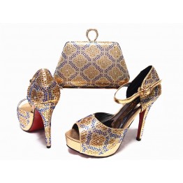 Italian Shoes with Matching Bags Italian in Gold High Heels Shoes Matching Shoes and Bags for African Party Shoe and Bag Set