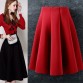 Knee Length Formal Skirt Elegant High Waist Pleated Skirt 2017 New Arrival European Apparel Green Red Skirts Plus Size Bottoms 