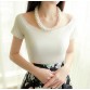 New 2017 Summer Fashion Sexy Off The Shoulder Tops For Women Casual Short Sleeve Cotton T-shirts Black White Red Gray Blue Color32313827159