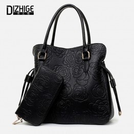 Print Rose PU Leather Bags For Women Handbags Designer Purses And Handbags Ladies Shoulder Bag Luxury Hand Bag Feminina Sac