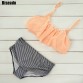 Riseado High Waist Swimwear Women New 2017 Ruffle Vintage Bikini Swimsuit Bandage Striped Bottom Bathing Suits32785843152