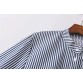 Woman Striped Blouse Cotton Bird Embroidery Shirt Stand Collar Long Sleeve Femininas Bordado Floral Camisa New Fashion Tops 