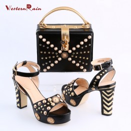 Women Shoes High Heel Sapato Feminino Italian Shoe With Matching Bag With Alloy Lady Sandal And To Match Set Hot Sale Sets