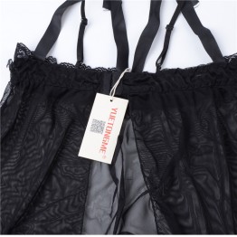 YUETONGME L XL  XXL XXXL New open back Sexy Lingerie hot Women Lace Underwear Black White Babydoll Sleepwear Plus Size  173
