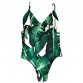 ZAFUL 2017 Sexy One Piece Swimsuit Women Swimwear Leaf Print Hollow Out Bathing Suit Bandage Bodysuit Monokini Romper Bather