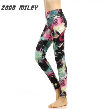 ZOOB MILEY Women Yoga Leggings Vintage Print Gym Professional Running Workout Fitness Yoga Pants High Spandex Active Wear